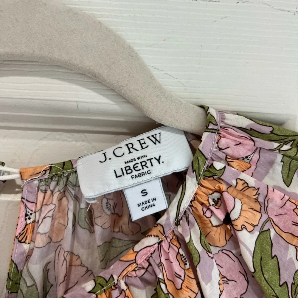 J Crew Smocked-waist mini dress in Liberty Butterfield Poppy fabric